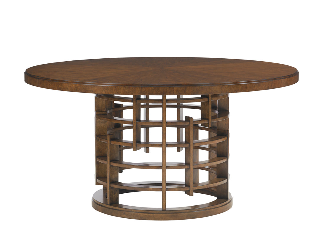 American Home Furniture | Tommy Bahama Home  - Island Fusion Meridien Round Dining Table With Wooden Top