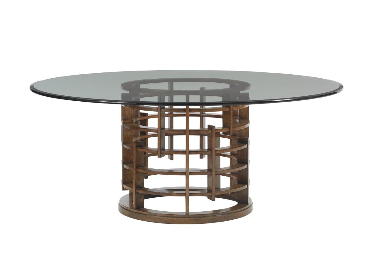 Tommy Bahama Home Island Fusion Meridien Round Dining Table With 72 Inch Glass Top DINING TABLES