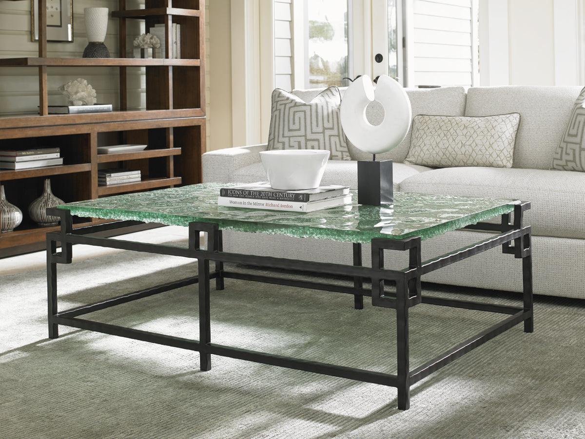 Tommy Bahama Home Island Fusion Hermes Reef Glass Top Cocktail Table COFFEE TABLES