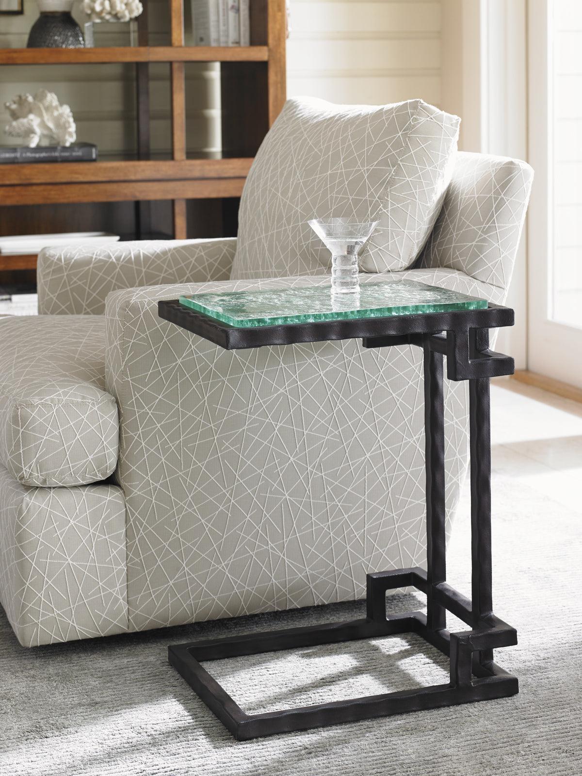 Tommy Bahama Home Island Fusion Hermes Reef Glass Top Martini Table ACCENT TABLES