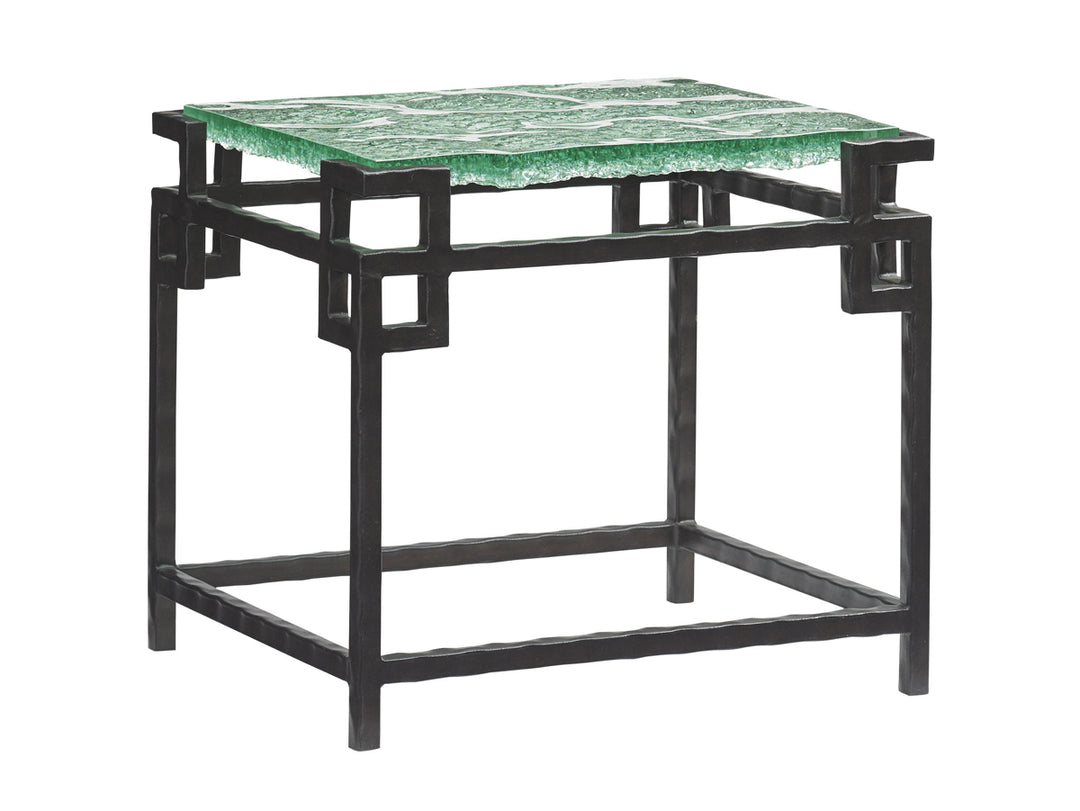 American Home Furniture | Tommy Bahama Home  - Island Fusion Hermes Reef Glass Top End Table