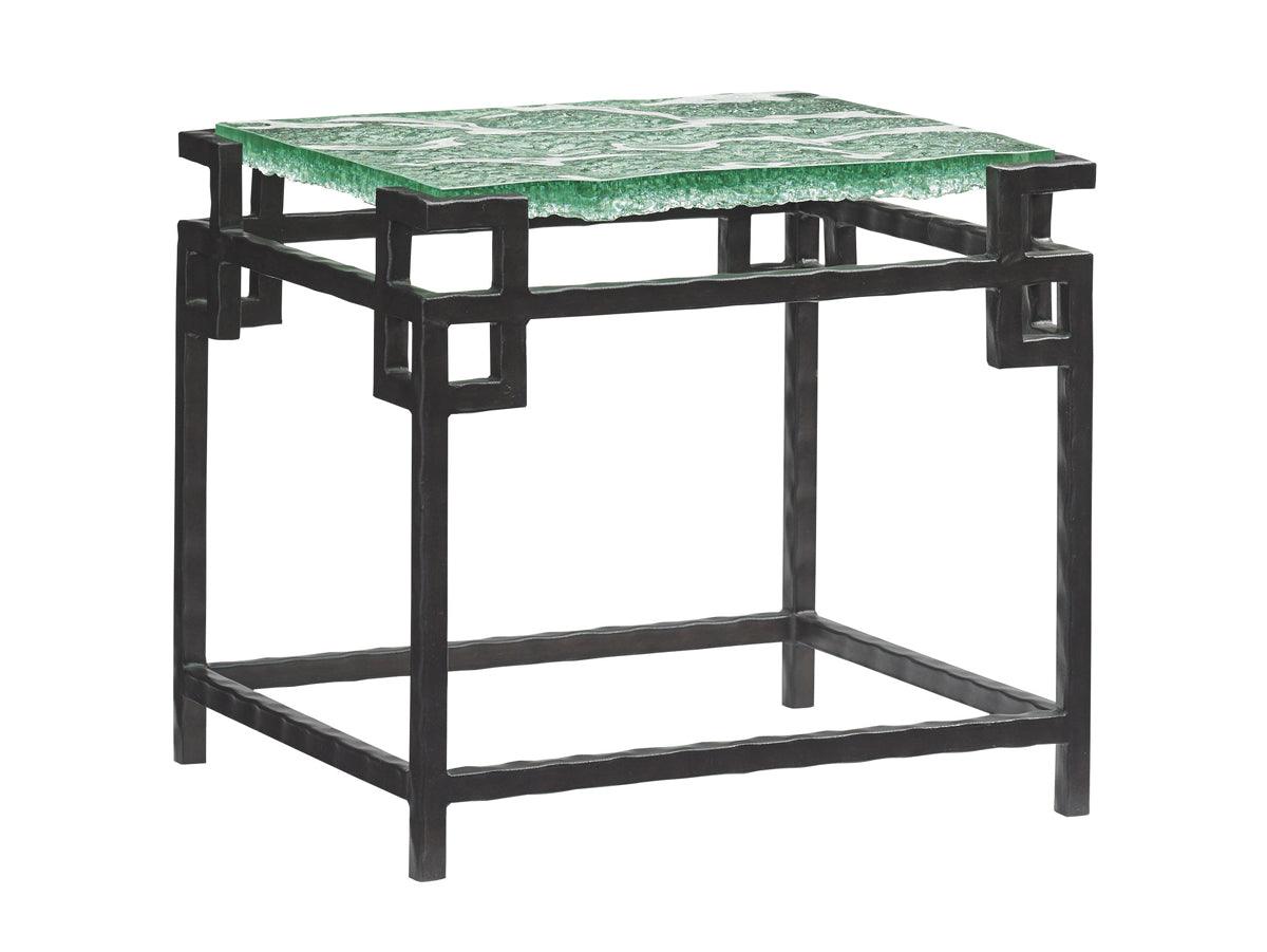 Tommy Bahama Home Island Fusion Hermes Reef Glass Top End Table ACCENT TABLES