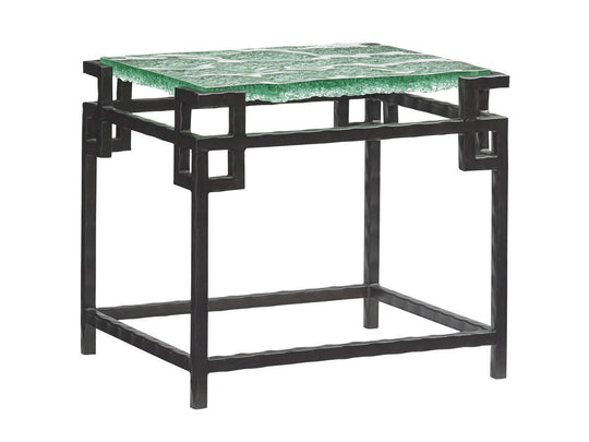 Tommy Bahama Home Island Fusion Hermes Reef Glass Top End Table ACCENT TABLES