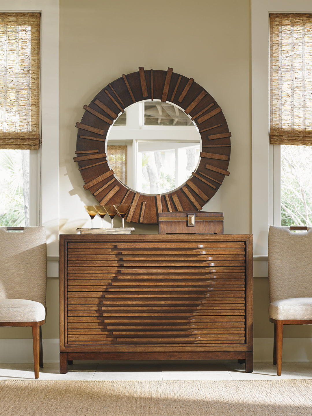 American Home Furniture | Tommy Bahama Home  - Island Fusion Kobe Round Mirror