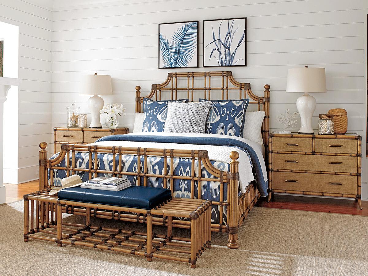 Tommy Bahama Home Twin Palms St. Kitts Rattan Bed BEDS