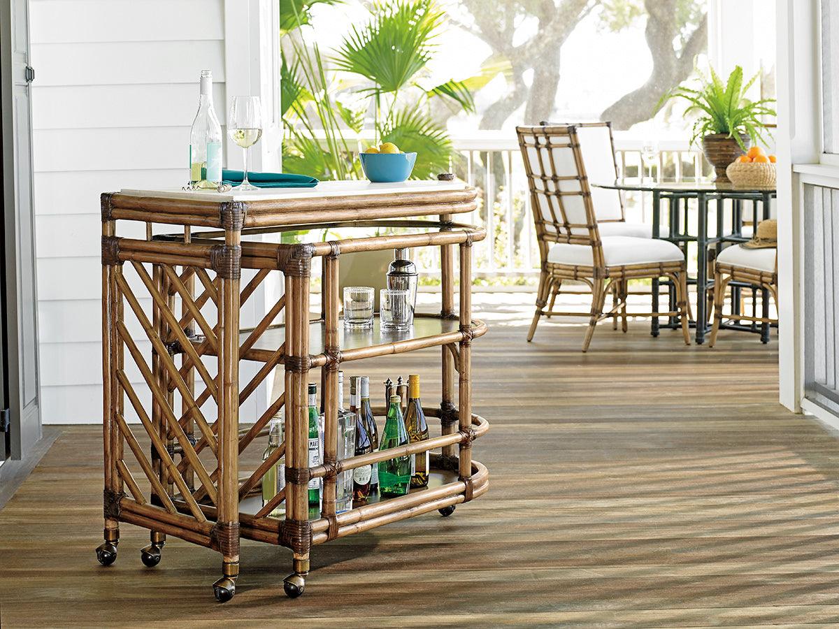 Tommy Bahama Home Twin Palms Cable Beach Bar Cart CABINETS