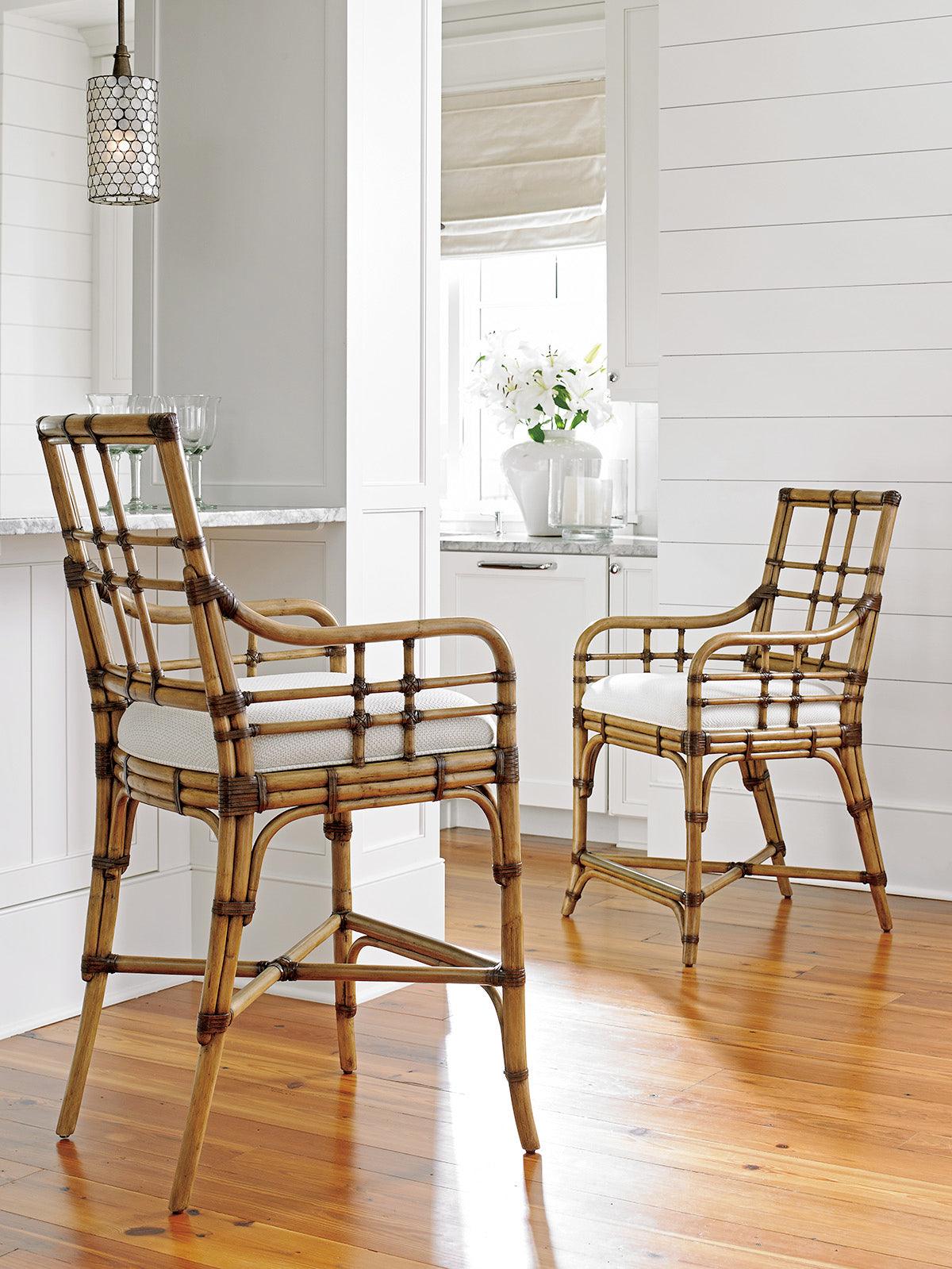 Tommy Bahama Home Twin Palms Lands End Bar Stool BAR STOOLS + COUNTER STOOLS