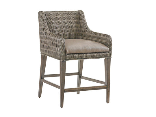 Tommy Bahama Home Cypress Point Turner Woven Counter Stool BAR STOOLS + COUNTER STOOLS