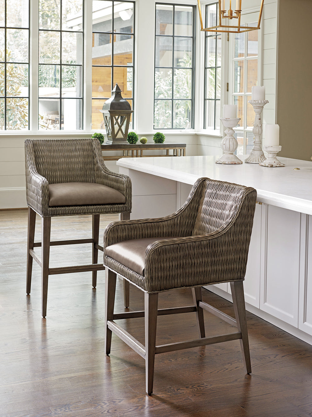 American Home Furniture | Tommy Bahama Home  - Cypress Point Turner Woven Counter Stool