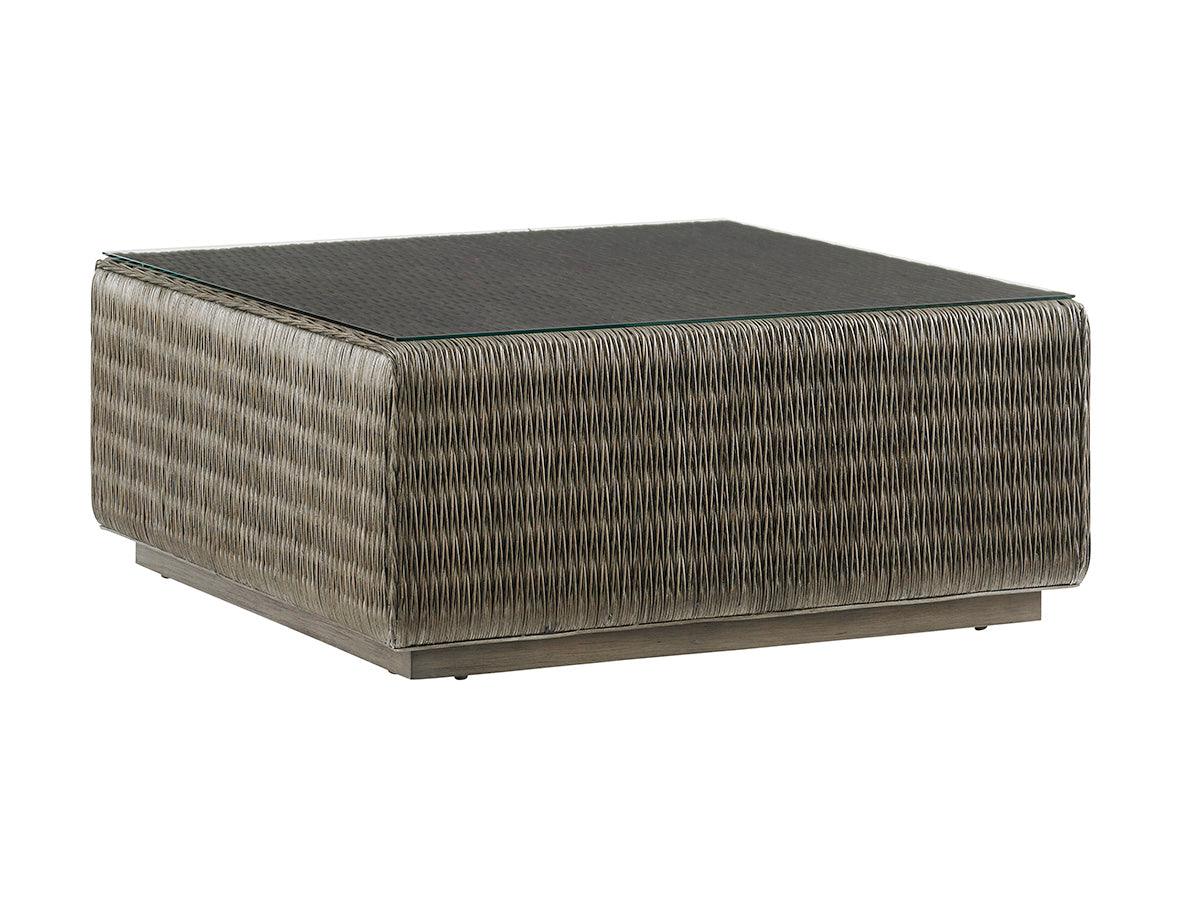 Tommy Bahama Home Cypress Point Seawatch Woven Cocktail Table Tempered Glass Top COFFEE TABLES