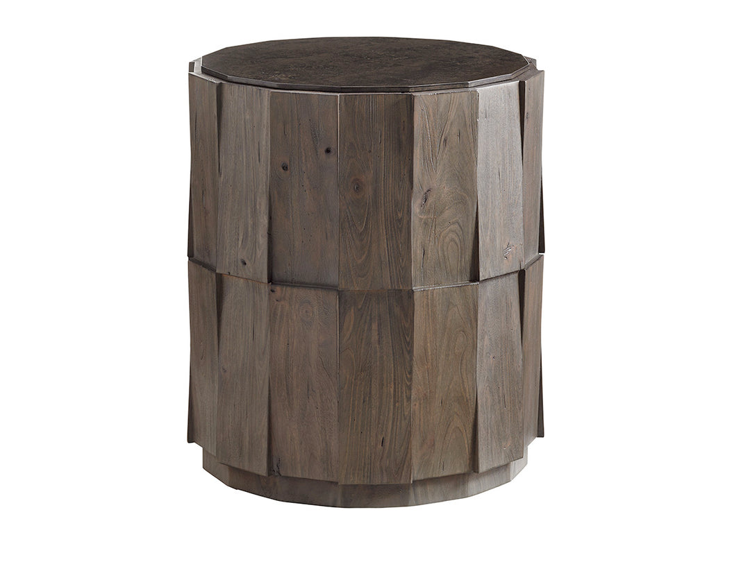 American Home Furniture | Tommy Bahama Home  - Cypress Point Everett Round Travertine End Table