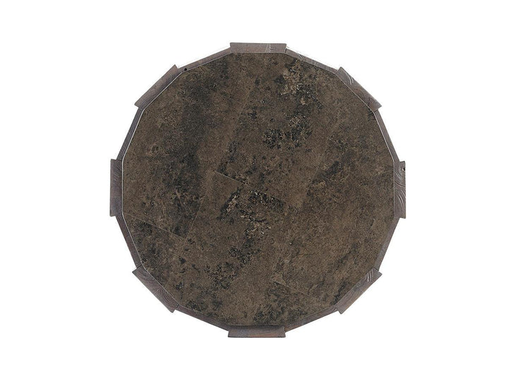 Cypress Point Everett Round Travertine End Table - AmericanHomeFurniture