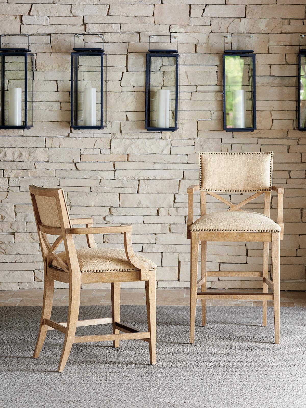 Tommy Bahama Home Los Altos Sutherland Upholstered Bar Stool BAR STOOLS + COUNTER STOOLS