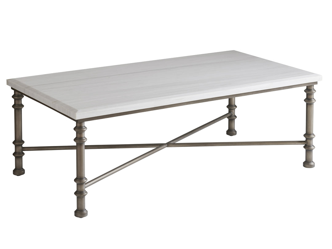 American Home Furniture | Tommy Bahama Home  - Ocean Breeze Flagler Rectangular Marble Top Cocktail Table