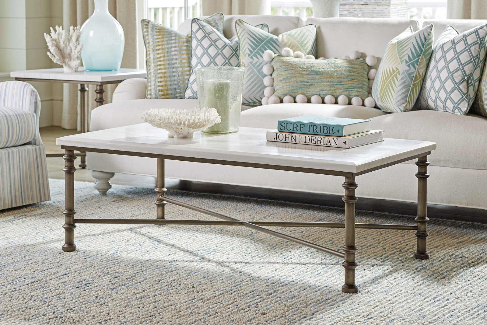 Tommy Bahama Home Ocean Breeze Flagler Rectangular Marble Top Cocktail Table COFFEE TABLES