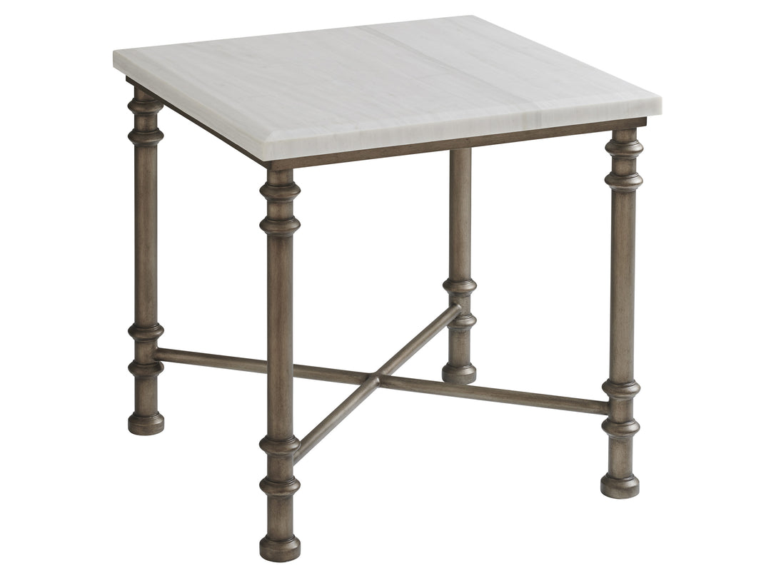 American Home Furniture | Tommy Bahama Home  - Ocean Breeze Flagler Square Marble Top End Table