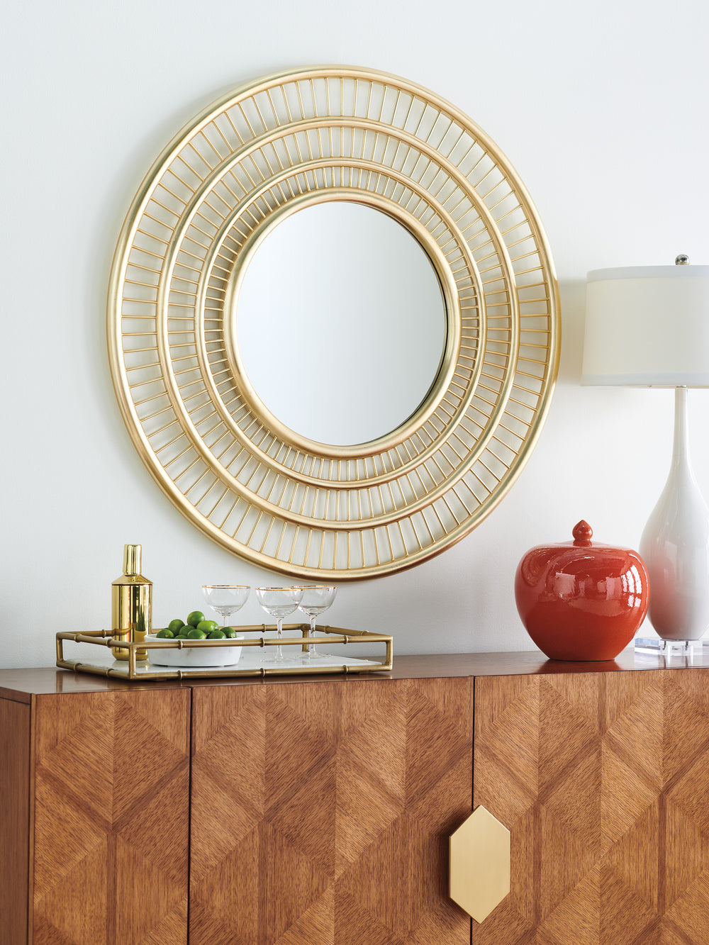 American Home Furniture | Tommy Bahama Home  - Palm Desert Ambrose Round Mirror