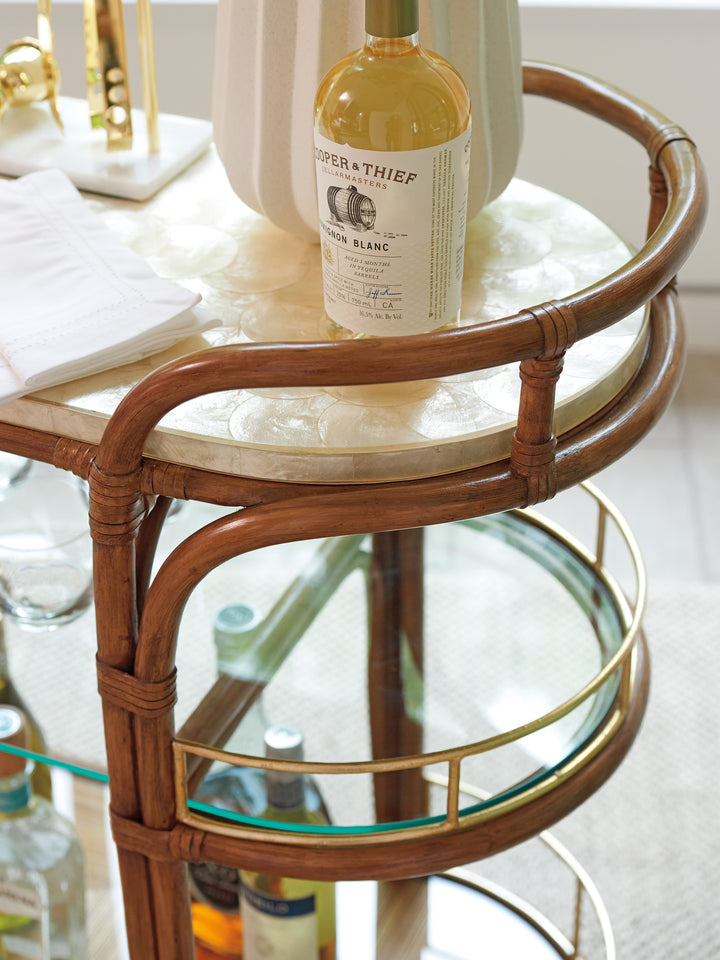 American Home Furniture | Tommy Bahama Home  - Palm Desert Toscana Rattan Mobile Bar Cart