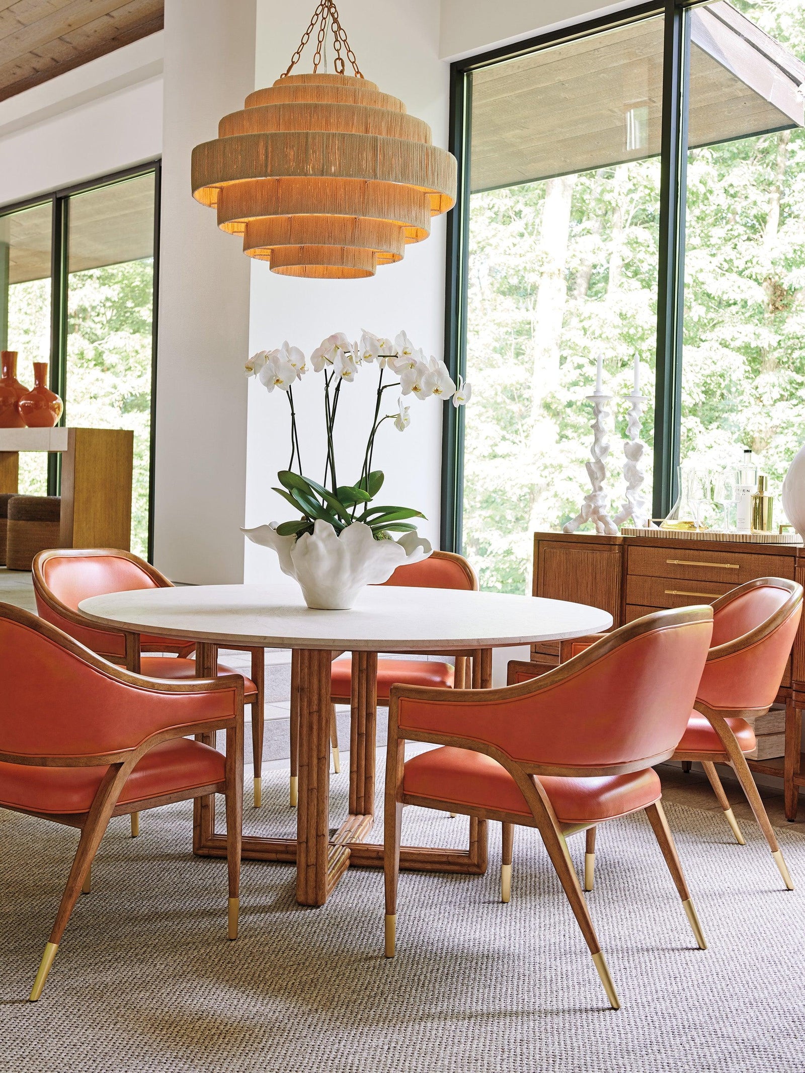 Tommy Bahama Home Palm Desert Woodard Marble Top Dining Table DINING TABLES