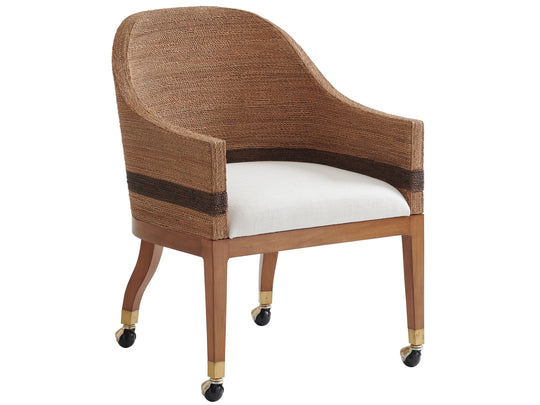 Tommy Bahama Home Palm Desert Dorian Woven Arm Chair With Casters - Set of 2 DINING CHAIRS