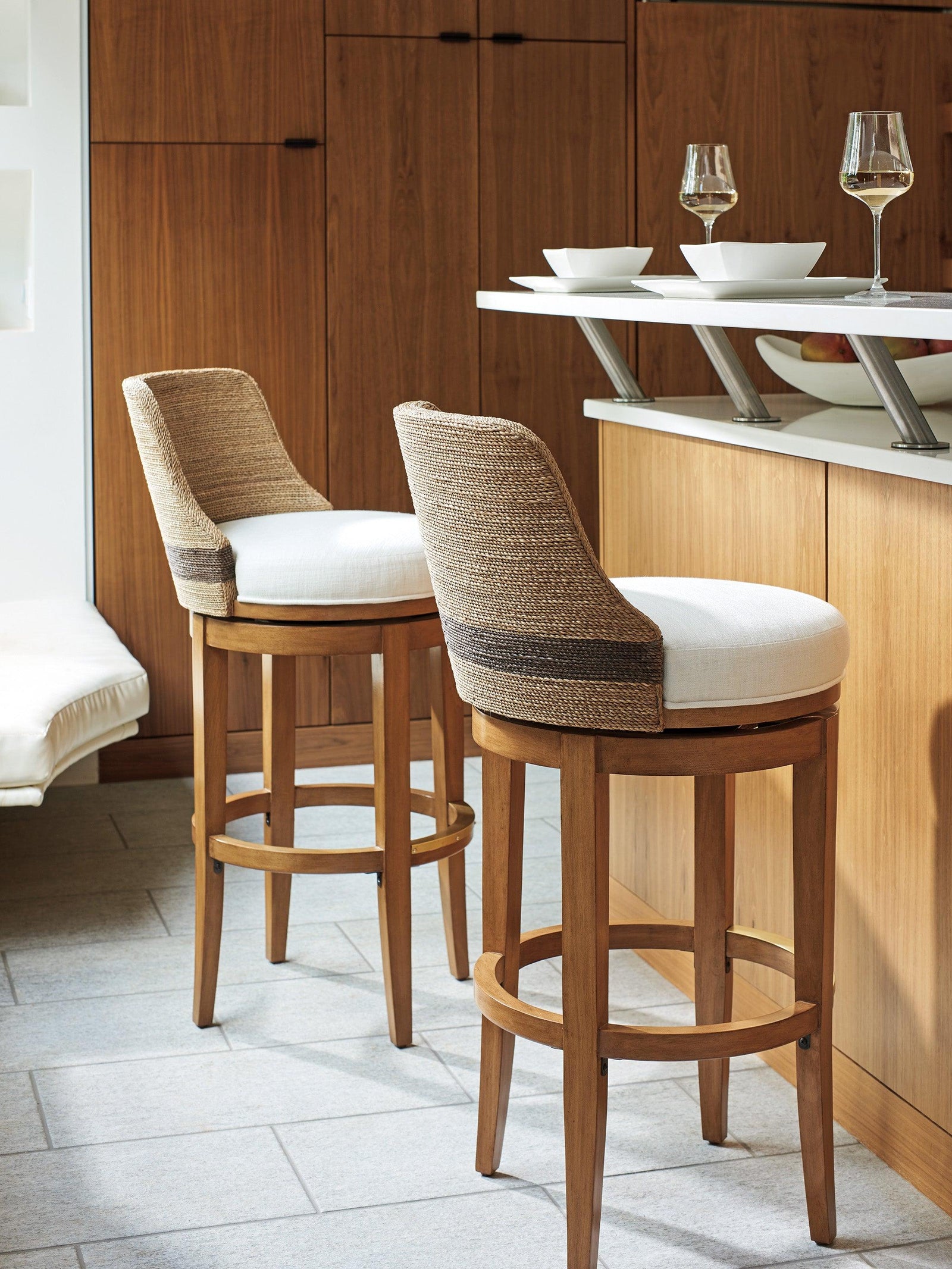 Tommy Bahama Home Palm Desert Kipton Swivel Bar Stool BAR STOOLS + COUNTER STOOLS