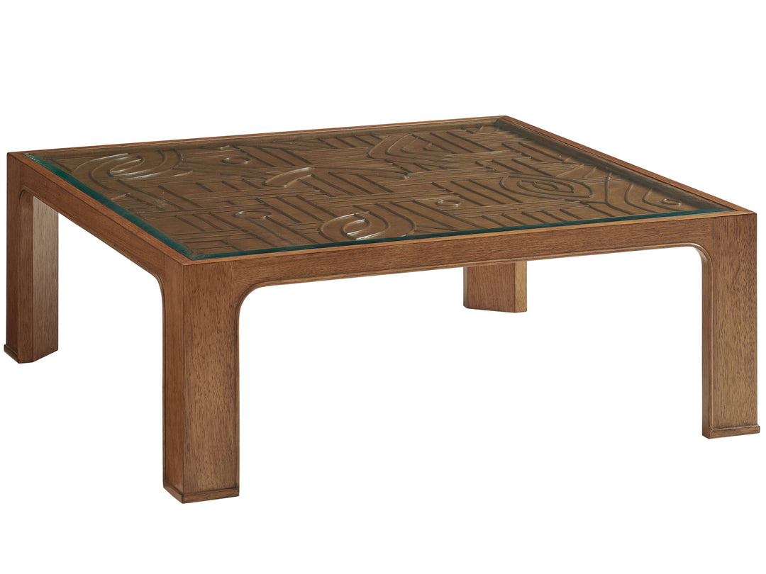 American Home Furniture | Tommy Bahama Home  - Palm Desert Redford Square Rattan Cocktail Table