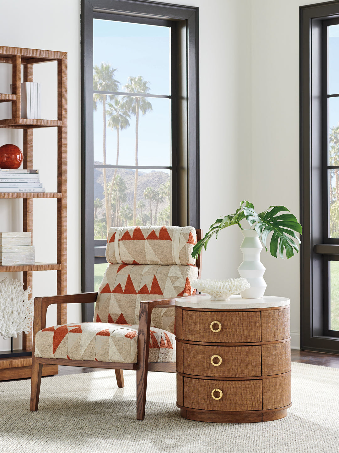 American Home Furniture | Tommy Bahama Home  - Palm Desert Banning Raffia Round Lamp Table