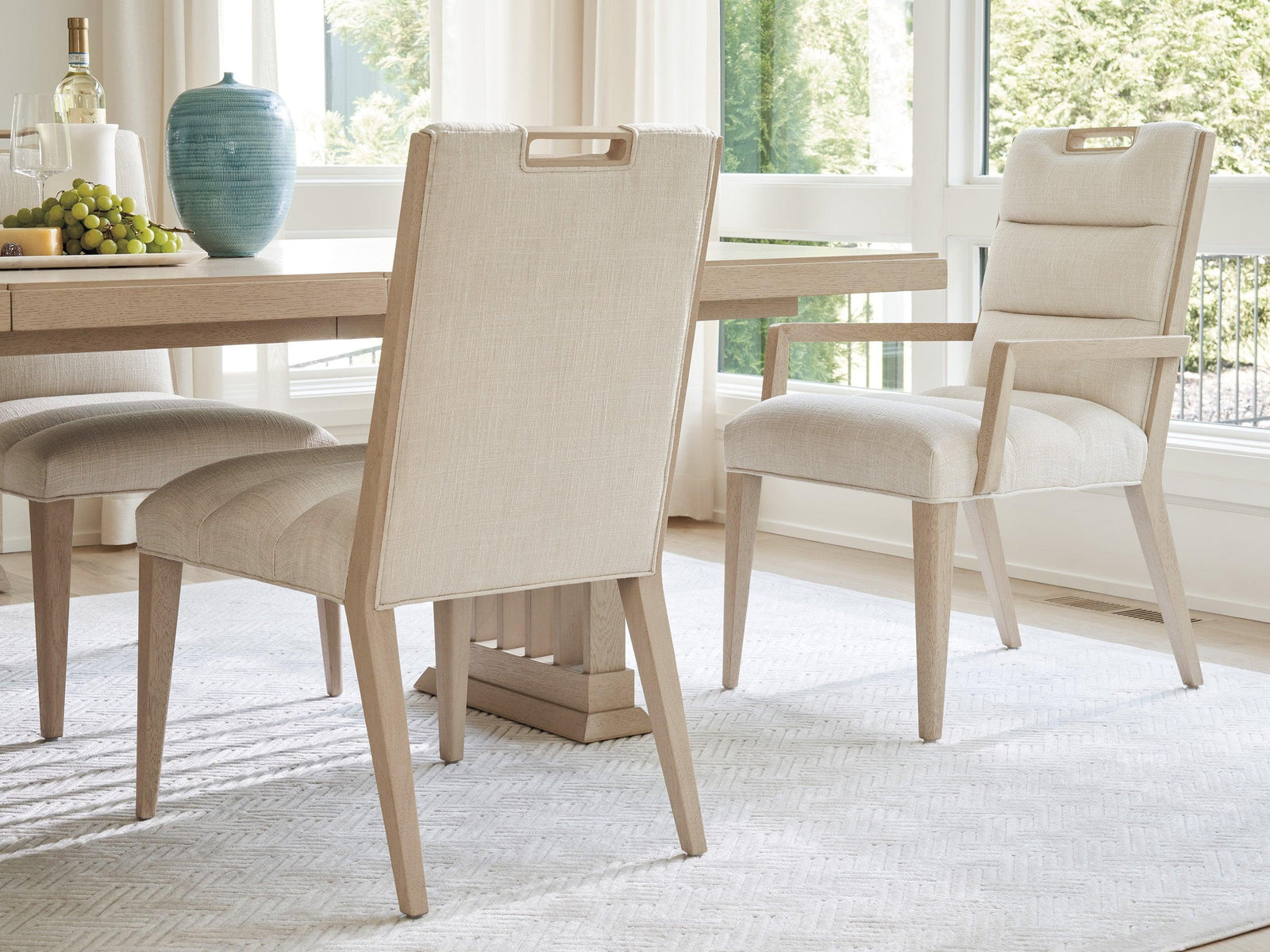 Tommy Bahama Home Sunset Key Aiden Channeled Upholstered Arm Chair - Set of 2 DINING CHAIRS