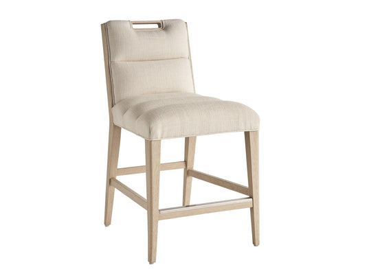 Tommy Bahama Home Sunset Key Greer Channeled Upholstered Counter Stool BAR STOOLS + COUNTER STOOLS