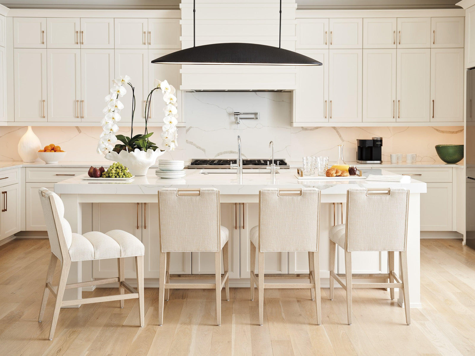 Tommy Bahama Home Sunset Key Greer Channeled Upholstered Counter Stool BAR STOOLS + COUNTER STOOLS