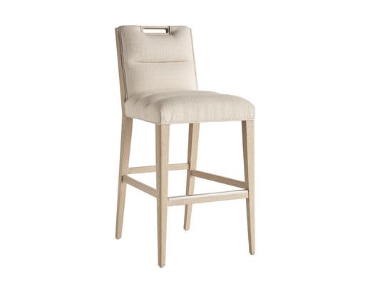 Tommy Bahama Home Sunset Key Greer Channeled Upholstered Bar Stool BAR STOOLS + COUNTER STOOLS