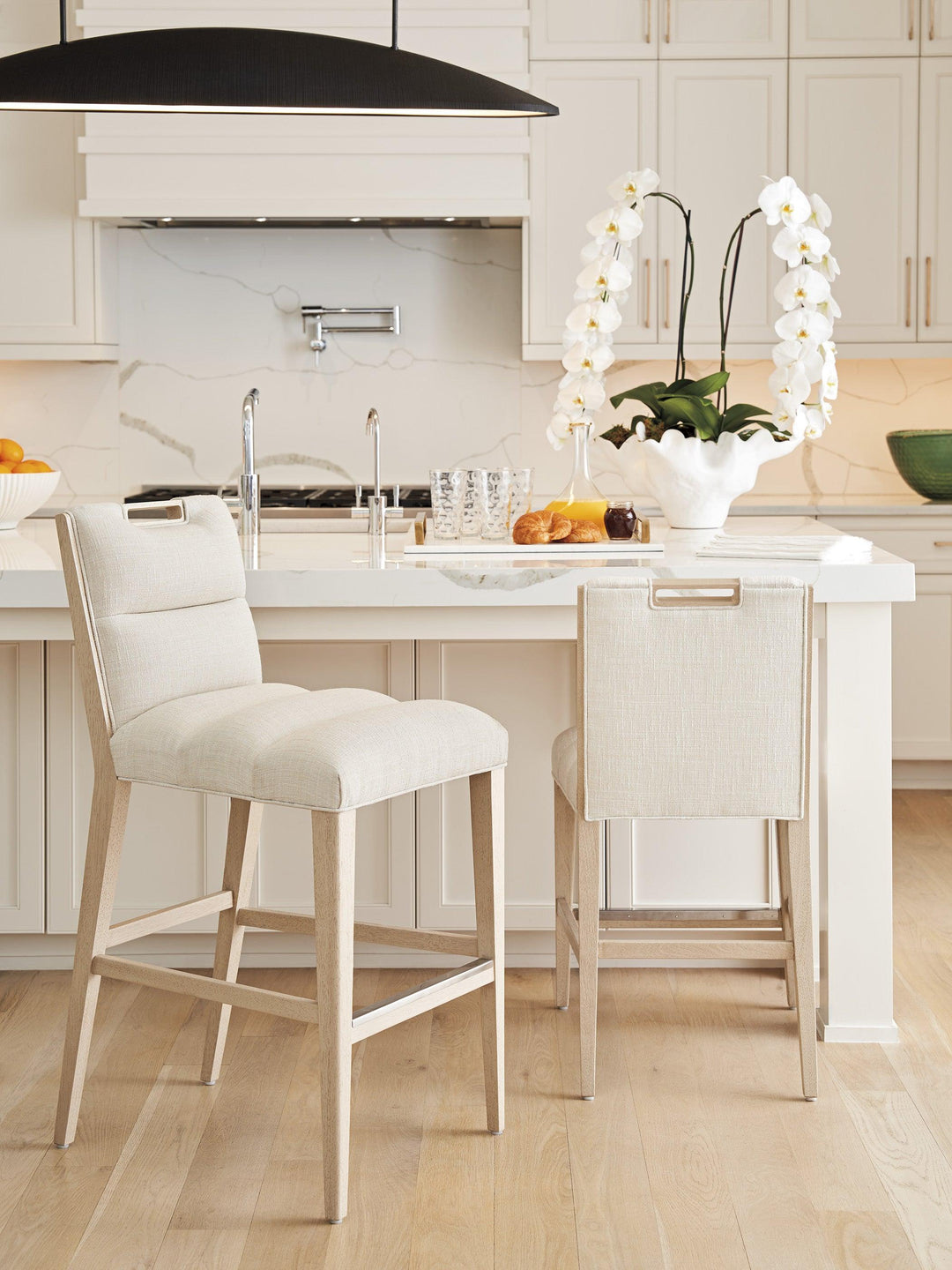 Sunset Key Greer Channeled Upholstered Bar Stool - AmericanHomeFurniture