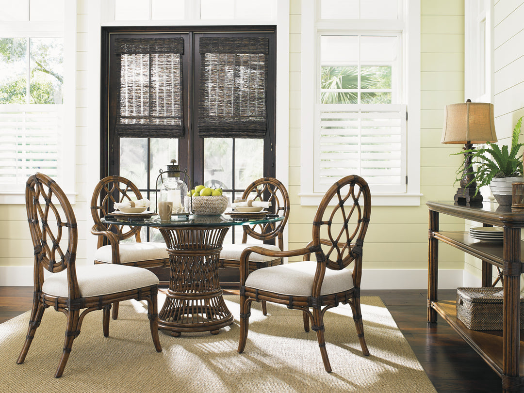 American Home Furniture | Tommy Bahama Home  - Bali Hai Aruba Dining Table With 48 Inch Glass Top