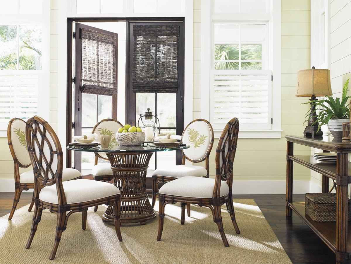 Tommy Bahama Home Bali Hai Aruba Dining Table With 48 Inch Glass Top DINING TABLES