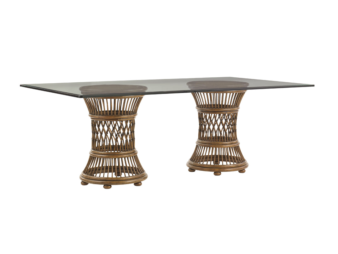 American Home Furniture | Tommy Bahama Home  - Bali Hai Aruba Dining Table With 84 X 48 Inch Glass Top