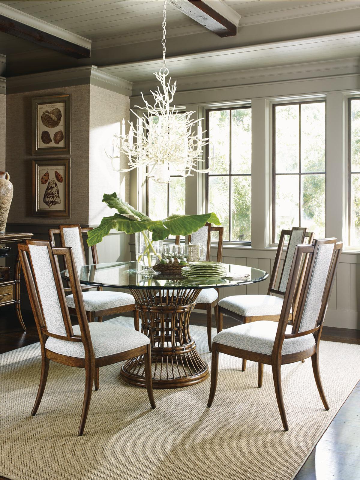 Tommy Bahama Home Bali Hai Latitude Dining Table With 60 Inch Glass Top DINING TABLES