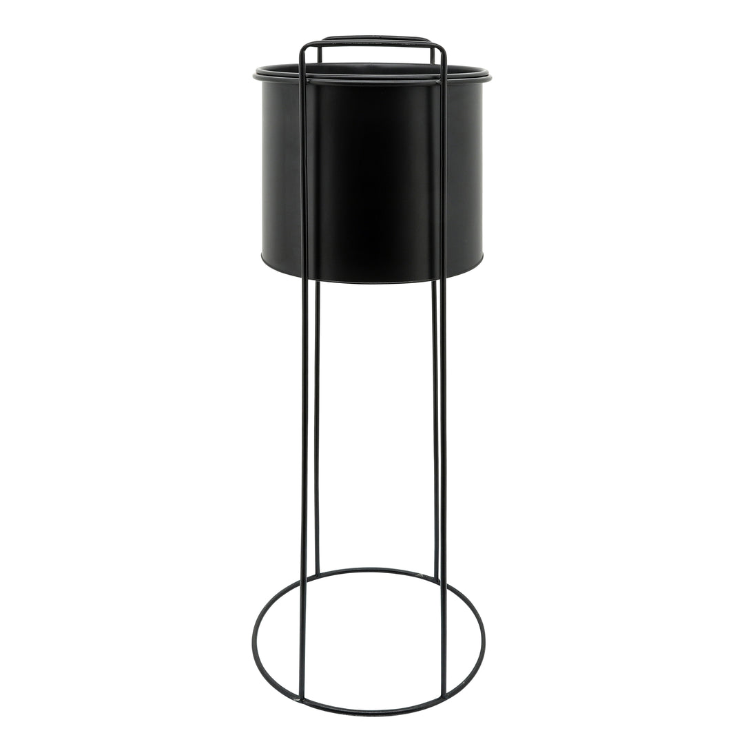 Metal S/3 8/10/12" Round Planters W/ Stand, Black