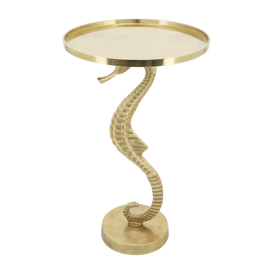 Metal, 24" Seahorse Side Table, Gold Kd