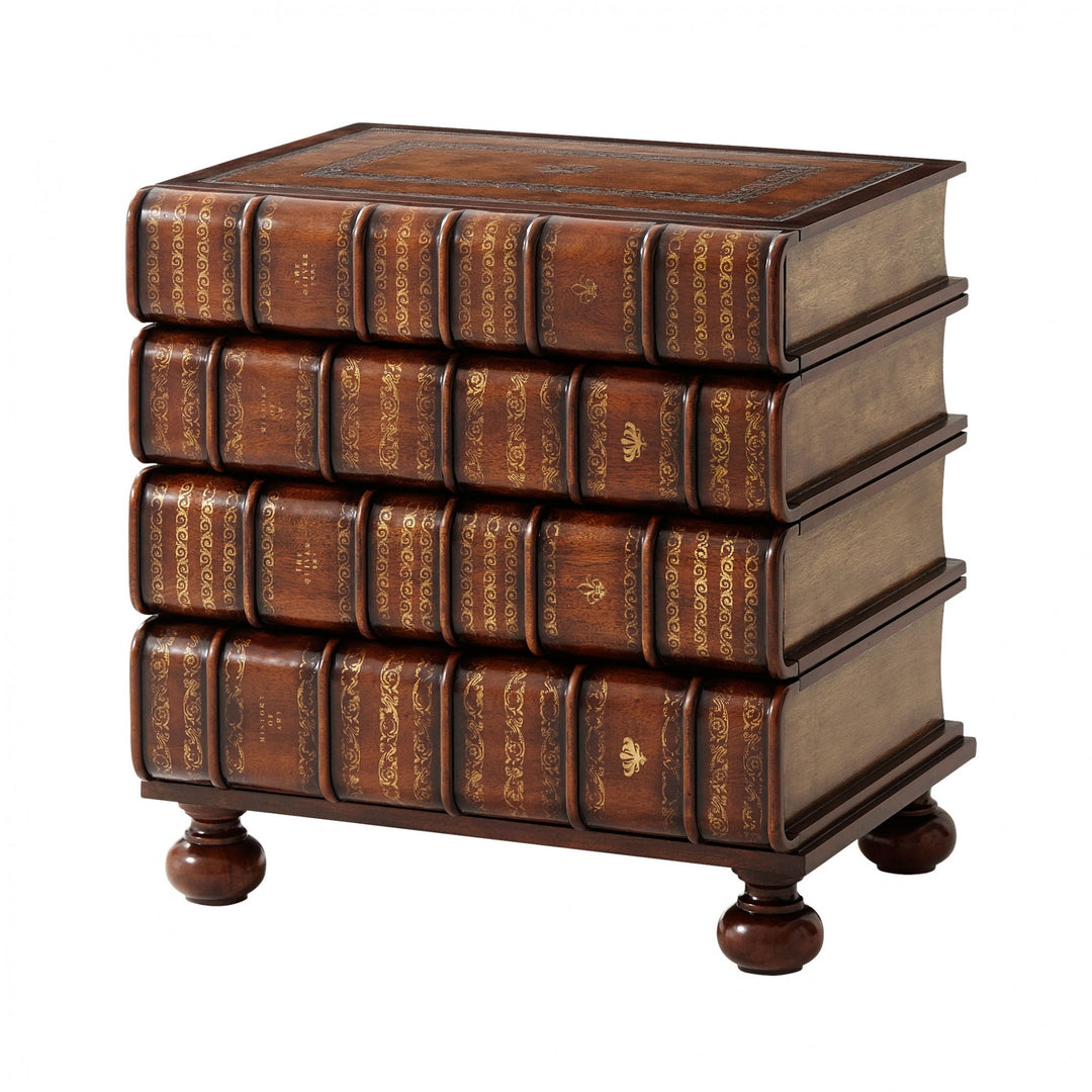 Hand Carved and Gilt Faux Book Nightstand - Theodore Alexander - AmericanHomeFurniture