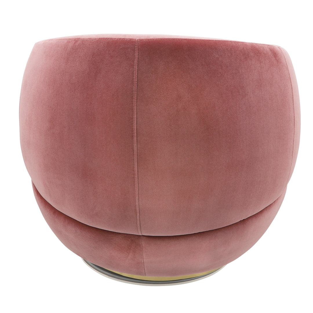 Velveteen Swivel Chair With Gold Base, Pink