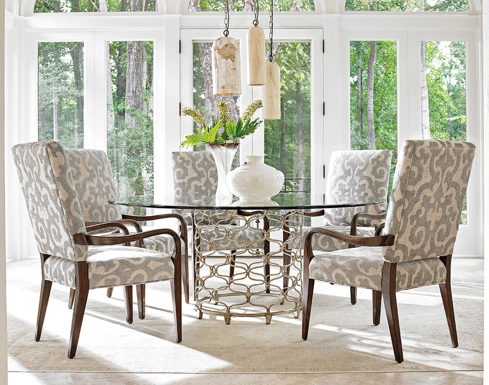 American Home Furniture | Lexington  - Laurel Canyon Bollinger Round Dining Table With 72 Inch Glass Top