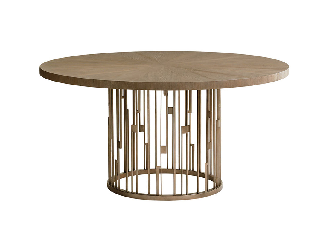 American Home Furniture | Lexington  - Shadow Play Rendezvous Round Metal Dining Table With Wooden Top