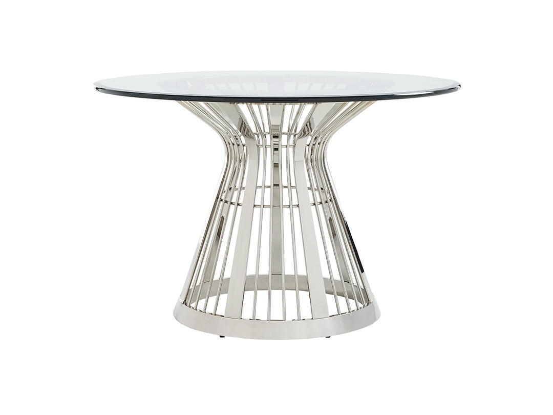 American Home Furniture | Lexington  - Ariana Riviera Stainless Dining Table With 48 Inch Glass Top