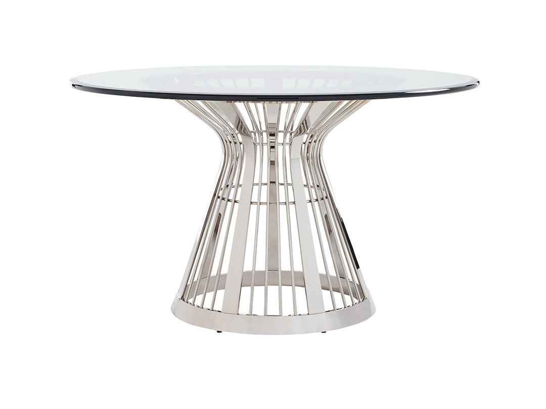 American Home Furniture | Lexington  - Ariana Riviera Stainless Dining Table With 54 Inch Glass Top