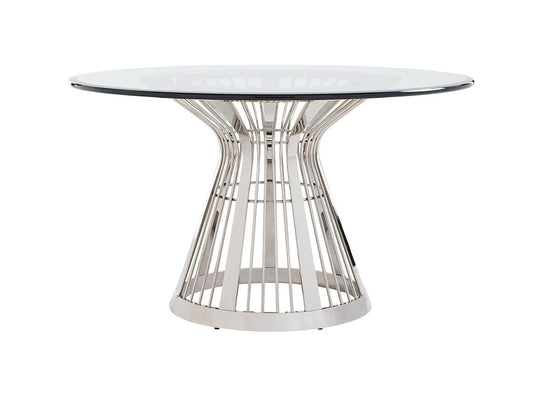Lexington Ariana Riviera Stainless Dining Table With 54 Inch Glass Top DINING TABLES