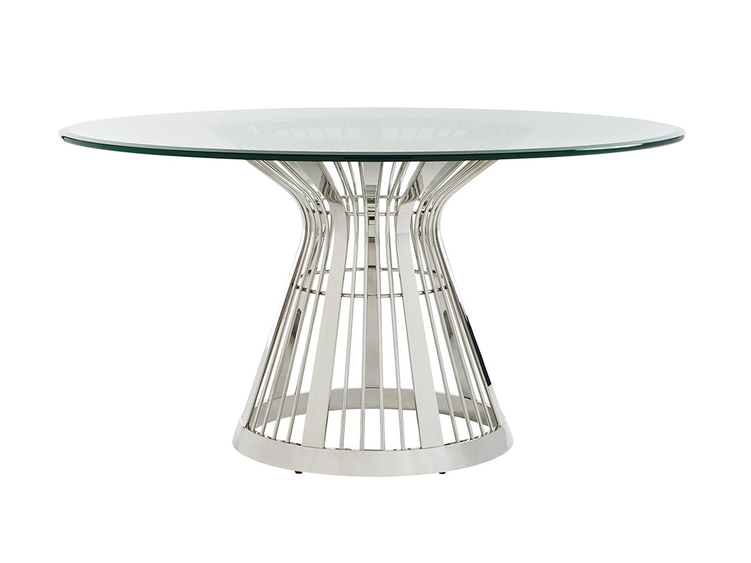 American Home Furniture | Lexington  - Ariana Riviera Stainless Dining Table With 60 Inch Glass Top