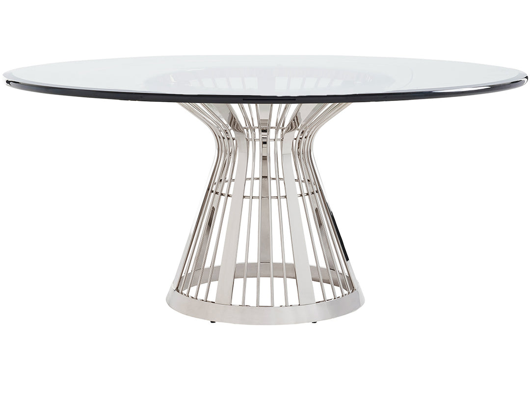 American Home Furniture | Lexington  - Ariana Riviera Stainless Dining Table With 72 Inch Glass Top