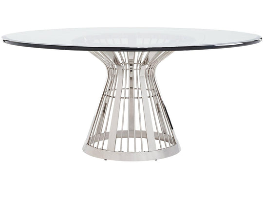 Lexington Ariana Riviera Stainless Dining Table With 72 Inch Glass Top DINING TABLES