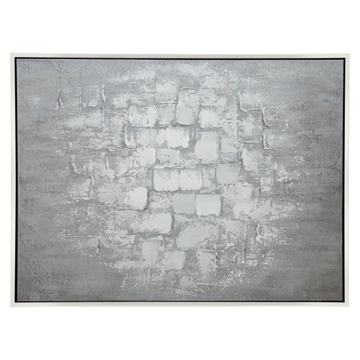 47x35 Handpainted Abstract Canvas, Gray