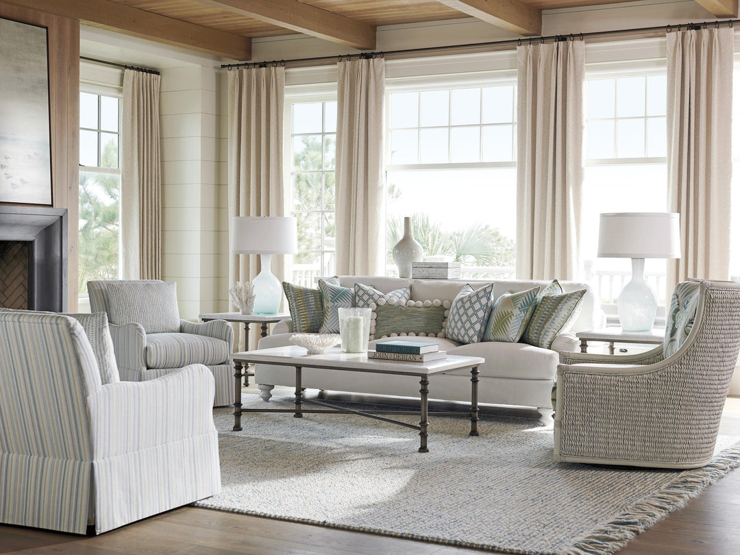 Ocean Breeze Flagler Rectangular Marble Top Cocktail Table - AmericanHomeFurniture